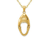 Open Mouth Shark Charm Pendant Necklace in 14K Yellow Gold with Chain